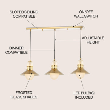 Colin Adjustable Iron/Glass Retro Hurricane LED Pendant